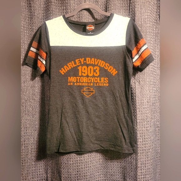 Harley-Davidson Tops - Harley-Davidson Gray and Orange Short Sleeve Tee